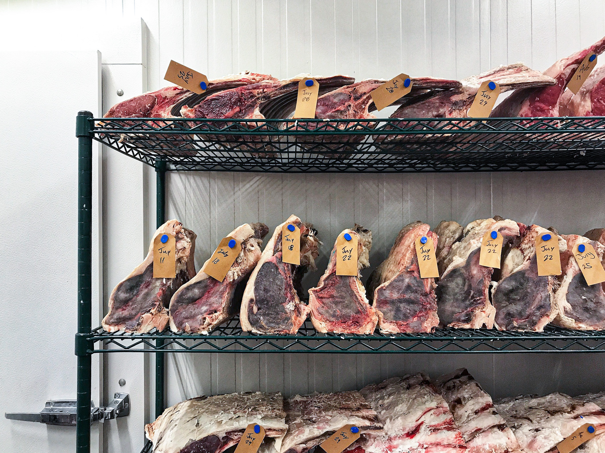 Beef Dry Aging on Racks